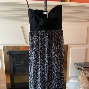 DIANE VON FURSTENBERG black and grey silk strapless Asti dress Size 4